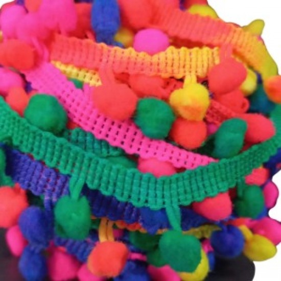 Sıralı Ponpon 1 Metre Karışık Renk