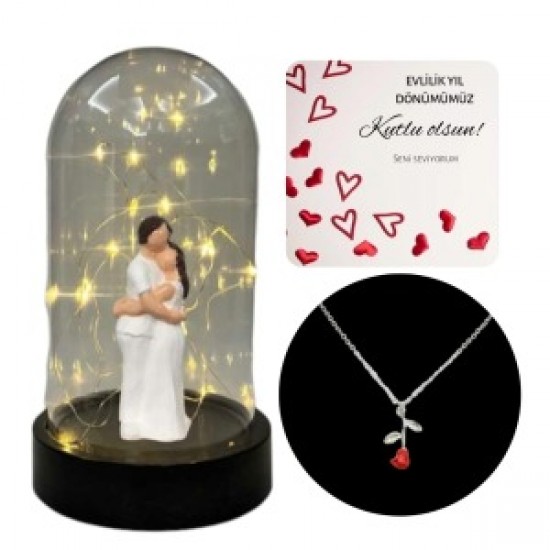 Fanus Teraryum Sarılan Çift Kolye Hediyeli