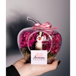 Teraryum Mini Elma Kalp Tutan Melek Annem Yazılı Hediye Teraryum Mini Elma Kalp Tutan Melek Annem Yazılı Hediye