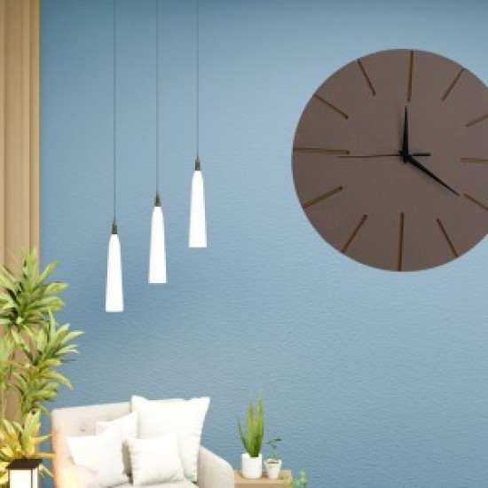 Ahşap Minimal Dekoratif Duvar Saati - 33x33 Cm Vizon