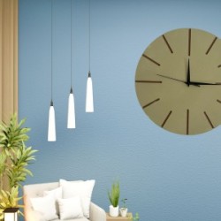 Ahşap Minimal Dekoratif Duvar Saati - 33x33 Cm Bej