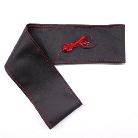 Tüm Araçlara Uyumlu Deri Direksiyon Kılıfı, Dikmeli Kırmızı Dikişli