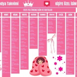 2025 Kişiye Özel Sosyal Medya Takvimi - Özel Günlerle Dolu Eğlenceli Duvar Afişi Pembe 2025 Kişiye Özel Sosyal Medya Takvimi - Özel Günlerle Dolu Eğlenceli Duvar Afişi Pembe