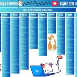 2025 Kişiye Özel Sosyal Medya Takvimi - Özel Günlerle Dolu Eğlenceli Duvar Afişi Kedi Mavi 2025 Kişiye Özel Sosyal Medya Takvimi - Özel Günlerle Dolu Eğlenceli Duvar Afişi Kedi Mavi