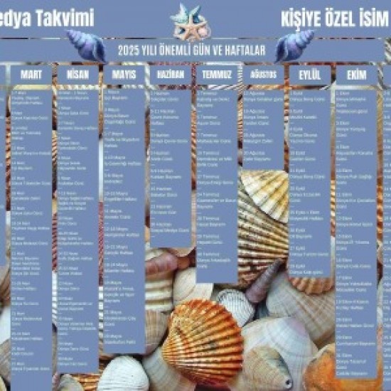 2025 Kişiye Özel Sosyal Medya Takvimi - Özel Günlerle Dolu Eğlenceli Duvar Afişi Çakıl