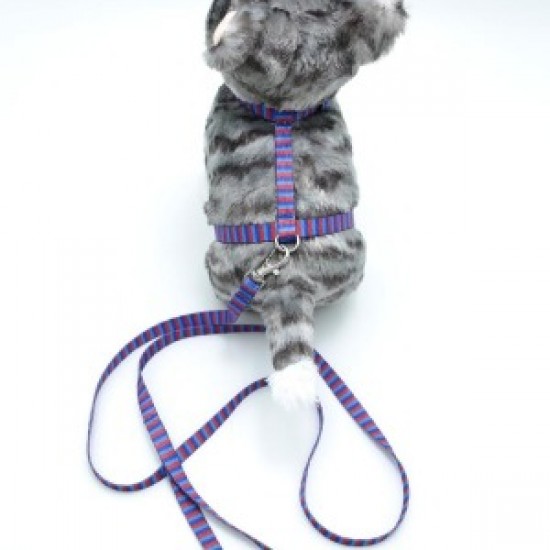 Kedi Çizgili Göğüs Tasması Ve Gezdirme Seti Ps9638