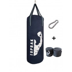 Boks Torbası Eldiven, Karabina Ve Bandaj Hediyeli İçi Dolu 60x22cm Lacivert Boks Torbası Eldiven, Karabina Ve Bandaj Hediyeli İçi Dolu 60x22cm Lacivert