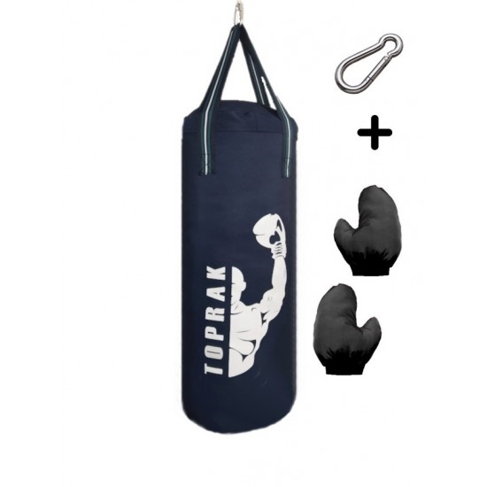 Boks Torbası Eldiven Ve Karabina Hediyeli İçi Dolu 50x20 Cm Lacivert