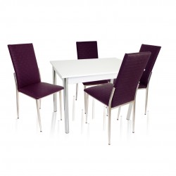Akasya Gözde Mutfak Masa Takımı (Deri) - Mor Akasya Gözde Mutfak Masa Takımı (Deri) - Mor