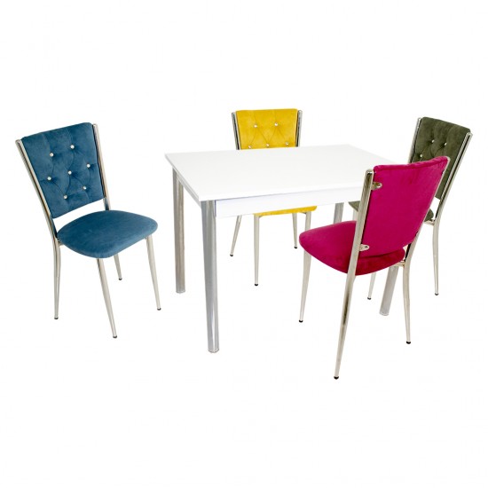 Akasya Kapitoneli Mutfak Masa Takımı (Kumaş) - Gökkuşağı Akasya Kapitoneli Mutfak Masa Takımı (Kumaş) - Gökkuşağı