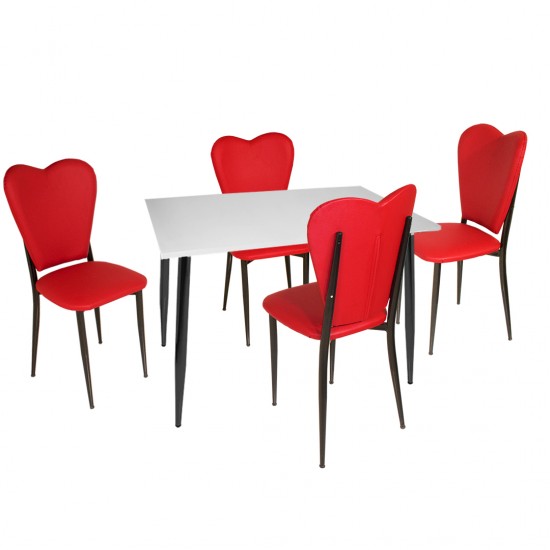 Aşk-ı Derun - Manolya Mutfak Masa Takımı - Kırmızı Aşk-ı Derun - Manolya Mutfak Masa Takımı - Kırmızı