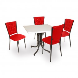 Buket Werzalit Kare ESB-Kapitoneli Mutfak Masa Takımı - Kırmızı Buket Werzalit Kare ESB-Kapitoneli Mutfak Masa Takımı - Kırmızı