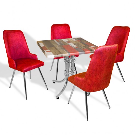 Buket Werzalit Kare-Çırağan Masa Takımı - Red Wood Bordo Buket Werzalit Kare-Çırağan Masa Takımı - Red Wood Bordo