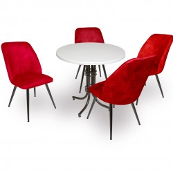 Buket Werzalit Yuvarlak ESB - Nilüfer Mutfak Masa Takımı - Bordo