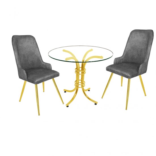 Buket Yuvarlak Gold Cam - Çırağan Gold Fiskos Seti - Füme Buket Yuvarlak Gold Cam - Çırağan Gold Fiskos Seti - Füme