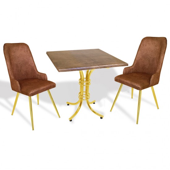 Buket Werzalit Kare-Çırağan Gold 2li Masa Takım - Antik Dark Kahve Buket Werzalit Kare-Çırağan Gold 2li Masa Takım - Antik Dark Kahve