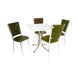 Buket Suntalam – Kapitoneli Mutfak Masa Takımı (Deri) - Beyaz Yeşil Buket Suntalam – Kapitoneli Mutfak Masa Takımı (Deri) - Beyaz Yeşil