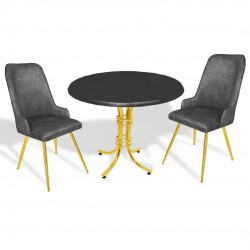 Buket Werzalit Yuvarlak-Çırağan Gold 2li Masa Takımı - Füme Buket Werzalit Yuvarlak-Çırağan Gold 2li Masa Takımı - Füme