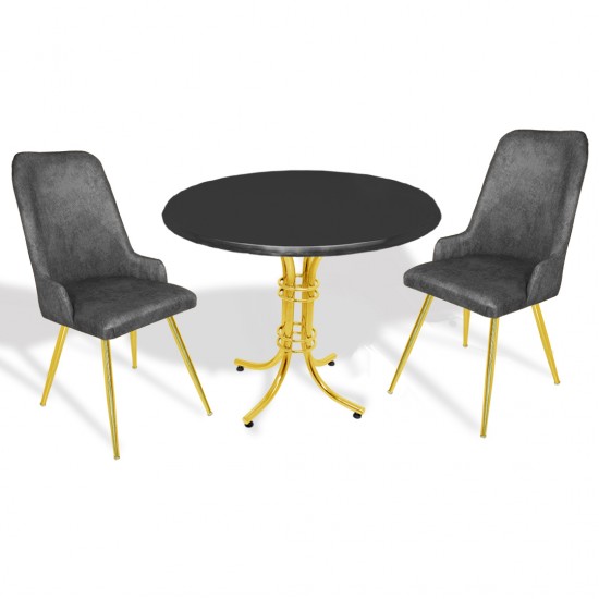 Buket Werzalit Yuvarlak-Çırağan Gold 2li Masa Takımı - Füme Buket Werzalit Yuvarlak-Çırağan Gold 2li Masa Takımı - Füme