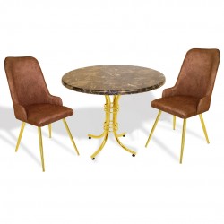 Buket Werzalit Yuvarlak-Çırağan Gold Fiskos Seti - Brownie Mermer Kahve Buket Werzalit Yuvarlak-Çırağan Gold Fiskos Seti - Brownie Mermer Kahve