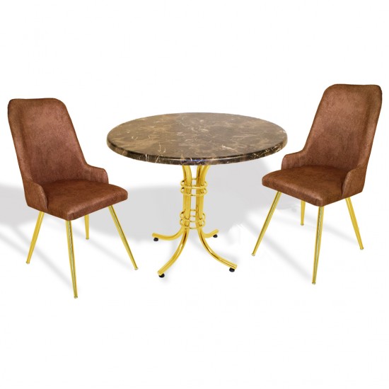 Buket Werzalit Yuvarlak-Çırağan Gold Fiskos Seti - Brownie Mermer Kahve Buket Werzalit Yuvarlak-Çırağan Gold Fiskos Seti - Brownie Mermer Kahve