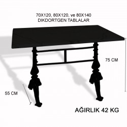 Çipa 3001 Döküm Ayak Masa 70x120 cm - (Werzalit, Wermodin ve Allzalit Tabla) - Afyon Mermer