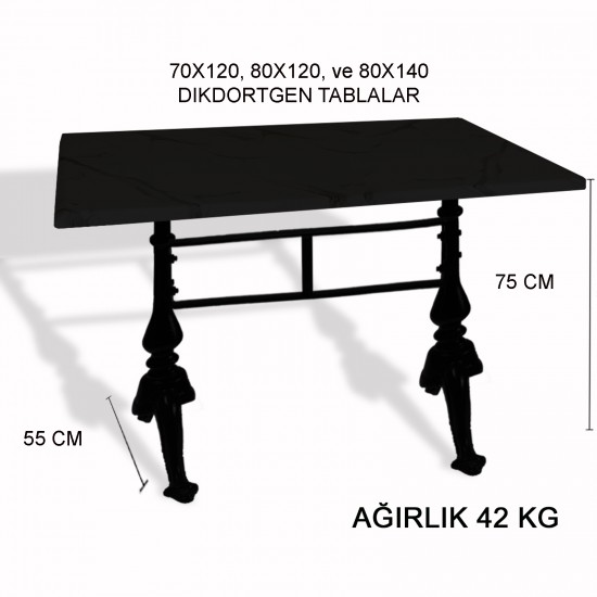 Çipa 3001 Döküm Ayak Masa 70x120 cm - (Werzalit, Wermodin ve Allzalit Tabla) - Afyon Mermer Çipa 3001 Döküm Ayak Masa 70x120 cm - (Werzalit, Wermodin ve Allzalit Tabla) - Afyon Mermer