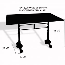 Çipa 3002 Döküm Ayak Masa 70x120 cm - (Werzalit, Wermodin ve Allzalit Tabla) - Afyon Mermer