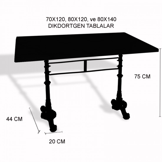 Çipa 3002 Döküm Ayak Masa 70x120 cm - (Werzalit, Wermodin ve Allzalit Tabla) - Afyon Mermer Çipa 3002 Döküm Ayak Masa 70x120 cm - (Werzalit, Wermodin ve Allzalit Tabla) - Afyon Mermer