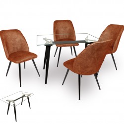 Dilara Cam - Nilüfer Masa Takımı - Kahve Dilara Cam - Nilüfer Masa Takımı - Kahve