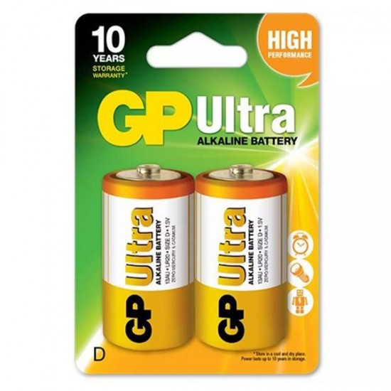 GP 13AU-2U2 ULTRA ALKALIN D BÜYÜK BOY KALIN PİL LR20 (2Lİ PAKET FİYATI)