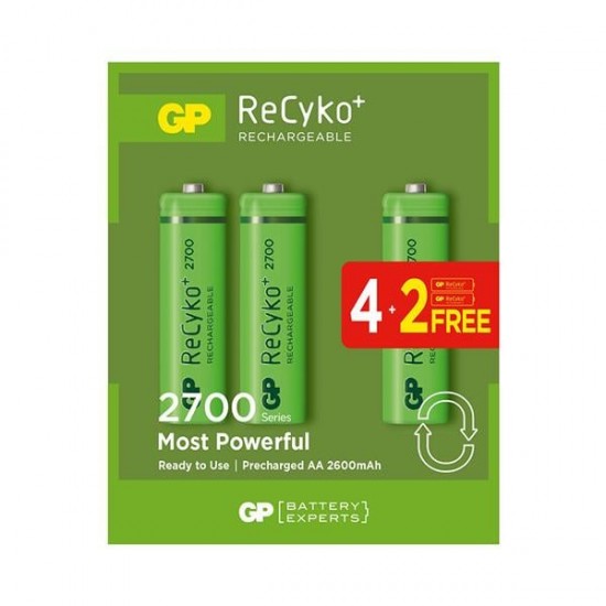 GP RECYKO 2600 MAH AA KALEM 6LI ŞARJLI PİL 4+2 PAKET FİYATI