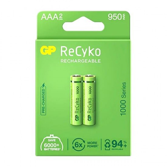 GP RECYKO 950 MAH R03 AAA ŞARJLI 2Lİ PİL GP100AAAHCE-2EB2 (GPRHC103E000)