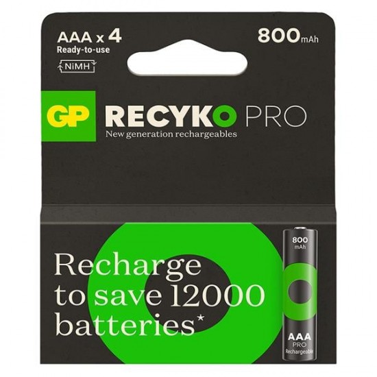 GP RECYKO PRO 800 MAH Nİ-MH 1.2 VOLT AAA İNCE KALEM ŞARJLI PİL 4LÜ PAKET GP85AAAHCB-2EB4 (GPRHCH83B205)