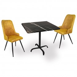 Indigo Werzalit Kare - Çırağan 2li Masa Takımı (80x80) - Royal Mermer Sarı Indigo Werzalit Kare - Çırağan 2li Masa Takımı (80x80) - Royal Mermer Sarı