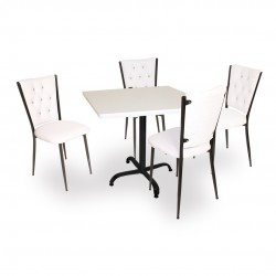 Indigo Werzalit Kare - Kapitoneli Masa Takımı (80X80) - Beyaz Indigo Werzalit Kare - Kapitoneli Masa Takımı (80X80) - Beyaz