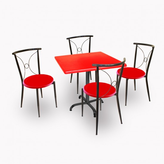 Indigo Werzalit Kare - Tiffany Masa Takımı (80X80) - Kırmızı Indigo Werzalit Kare - Tiffany Masa Takımı (80X80) - Kırmızı