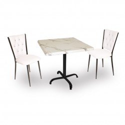 Indigo Werzalit Kare - Kapitoneli 2li Masa Takımı (80X80) - Bıanco Cararra Beyaz Indigo Werzalit Kare - Kapitoneli 2li Masa Takımı (80X80) - Bıanco Cararra Beyaz