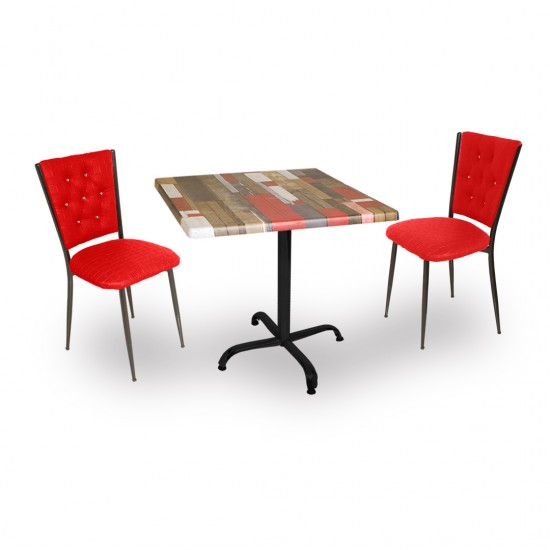 Indigo Werzalit Kare - Kapitoneli Fiskos Takımı (80X80) - Red Wood Kırmızı Indigo Werzalit Kare - Kapitoneli Fiskos Takımı (80X80) - Red Wood Kırmızı