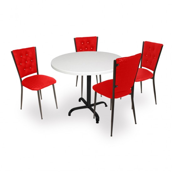 Indigo Werzalit Yuvarlak - Kapitoneli Masa Takımı (70 cm çap) - Kırmızı Indigo Werzalit Yuvarlak - Kapitoneli Masa Takımı (70 cm çap) - Kırmızı