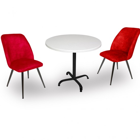 Indigo Werzalit Yuvarlak - Nilüfer 2li Masa Takımı (90 cm çap) - Bordo Indigo Werzalit Yuvarlak - Nilüfer 2li Masa Takımı (90 cm çap) - Bordo