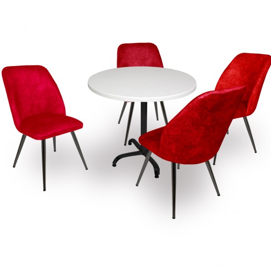 Indigo Werzalit Yuvarlak - Nilüfer Masa Takımı (90 cm çap) - Bordo Indigo Werzalit Yuvarlak - Nilüfer Masa Takımı (90 cm çap) - Bordo