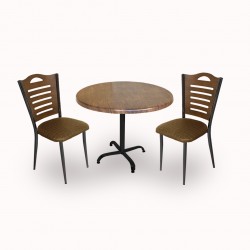 Indigo Werzalit Yuvarlak - Merdiven Fiskos Seti (70 cm çap) - Antik Dark Kahve