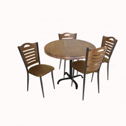 Indigo Werzalit Yuvarlak - Merdiven Tip Masa Takımı (70 cm çap) - Antik Dark Kahve