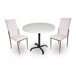 Indigo Werzalit Yuvarlak - Gözde 2li Masa Takımı (70 cm çap) - Beyaz