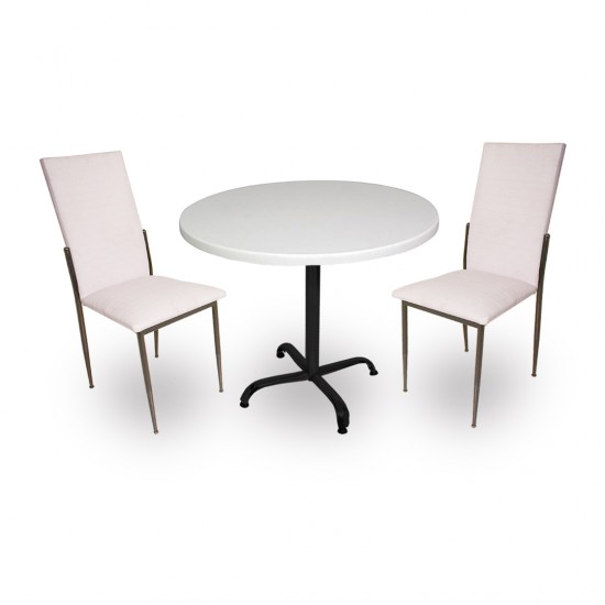 Indigo Werzalit Yuvarlak - Gözde 2li Masa Takımı (70 cm çap) - Beyaz Indigo Werzalit Yuvarlak - Gözde 2li Masa Takımı (70 cm çap) - Beyaz