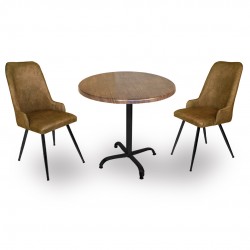 Indigo Werzalit Yuvarlak - Çırağan Fiskos Seti (90 cm çap) - Antik Dark Kahve