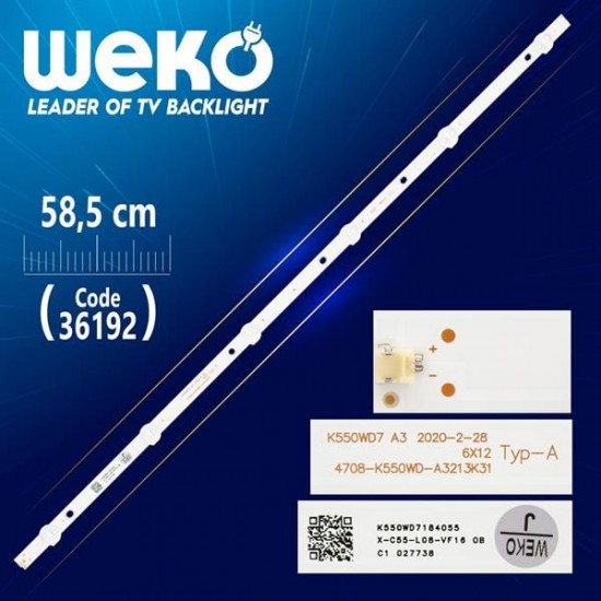 K550WD7 A3 6X12 TYP-A 4708-K550WD-A3213K31 6 LEDLİ 58.5 CM