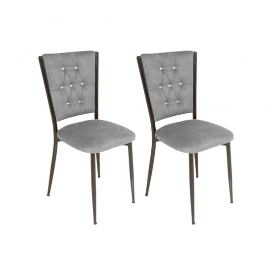 Kapitoneli Sandalye ESB (Kumaş) 2 Adet - Füme Kapitoneli Sandalye ESB (Kumaş) 2 Adet - Füme