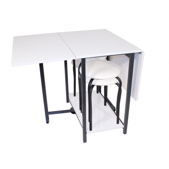 Açılır Masa Depolu - Tabureli Takım - Beyaz Açılır Masa Depolu - Tabureli Takım - Beyaz
